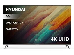 Телевизор LED Hyundai 55" H-LED55BU7006 Android TV Frameless черный 4K Ultra HD 60Hz DVB-T DVB-T2 DVB-C DVB-S DVB-S2 USB WiFi Smart TV