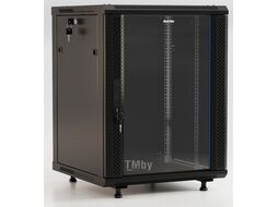 Шкаф коммутационный Hyperline (TWB-FC-1566-GP-RAL9004) настенный 15U 600x600мм пер.дв.стекл 60кг черный 787мм IP20 сталь