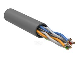 Кабель связи витая пара U/UTP, кат.6 4x2х23AWG solid, LSZH, 305м, серый IEK LC1-C604-121