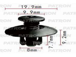 Клипса пластмассовая Hyundai, Infiniti, Kia, Nissan применяемость: пистон распорный винтовой PATRON P37-1117