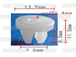 Клипса пластмассовая GM применяемость: 10 - размер шурупа PATRON P37-1786