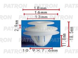 Клипса пластмассовая Toyota применяемость: обшивка двери (с прокладкой) PATRON P37-1773