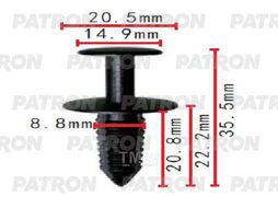 Клипса пластмассовая Mercedes применяемость: облицовка багажника PATRON P37-1594