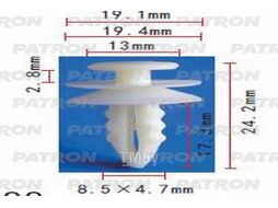 Клипса пластмассовая Ford применяемость: внутренняя отделка PATRON P37-0711