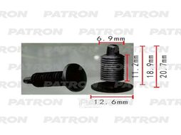 Клипса пластмассовая GM Применяемость: Держатель обшивки T=12.6, F=6.8, H=20.6 PATRON P37-2112