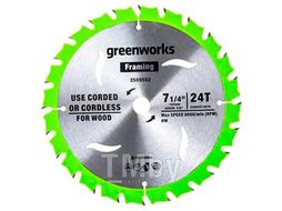 Диск пильный по дереву для циркулярной пилы 184x20 мм, 24T Greenworks 2943407