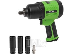 Пневмогайковерт 1/2" ECO AIW-980S (950/1200 Нм (закр./откр.); 3 ступени крут.мом.; twin hammer; 7500 об/мин; композитн. корпус)