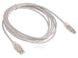 Кабель USB2.0 (AM) - USB2.0 (BM), 3м, Buro USB2.0-AM/BM-3-TRANS, прозрачный