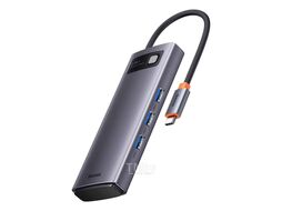 Док-станция Baseus Metal Gleam Series 6-in-1 Multifunctional Type-C HUB Docking Station Gray (Type-C to HDMI*2 + USB3.0*3+PD*1) (WKWG030113)