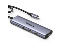 Док-станция UGREEN CM511-15597 USB-C To HDMI 4K@60Hz+3*USB 3.0 A+PD , Space Gray