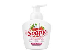 Жидкое мыло-пенка "Soapy" "Клубника в йогурте" пенный дозатор 400 мл. Clean&Green CG8233