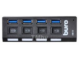 Разветвитель USB3.0 Buro BU-HUB4-U3.0-L, черный