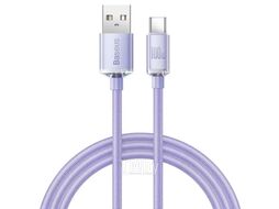 Кабель Baseus CAJY000405 Crystal Shine Series Fast Charging Data USB to Type-C 100W 1.2m Purple