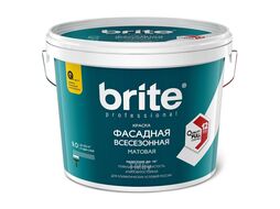 Краска BRITE PROFESSIONAL фасадная всесезонная матовая белая 9 л