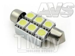 Светодиодная лампочка C008A Т11 (SV8,5/8) 36mm 6x5050 SMD CANBUS, блистер 2 шт (белый) AVS A80589S