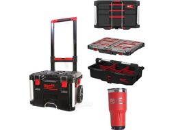 Набор для хранения инструментов Milwaukee Trolley Box+2+1 Drawer Tool Box+Slim Organiser+Tool Tray-Tumbler 887ml Red (A010MLW)