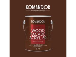 Краска по дереву полуглянцевая KOMANDOR WOOD FACADE AKRYL 50 БАЗА A 2,7л