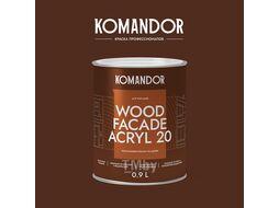 Краска по дереву полуматовая KOMANDOR WOOD FACADE AKRYL 20 БАЗА A 0,9л