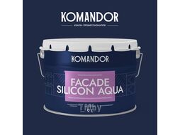 Краска фасадная водоотлакивающая KOMANDOR FACADE SILICON AQUA БАЗА A 9л