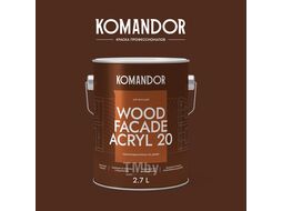 Краска по дереву полуматовая KOMANDOR WOOD FACADE AKRYL 20 БАЗА A 2,7л