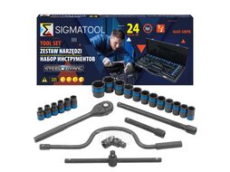 Набор инструментов 24пр. 6гр 1/2" (8-32мм) в металл.кейсе SIGMATOOL Sigmatool-4245-5MPB