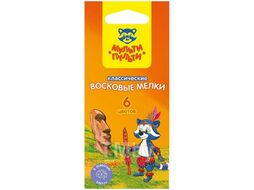 Мелки восковые "Енот на острове Пасхи", 06цв., круглые, картон, европодвес Мульти-Пульти LC_10437
