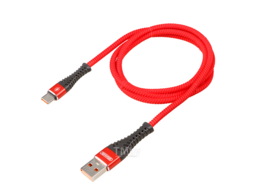 Кабель USB - Type-C 15W 3A в мягкой оплетке красный 1м Skyway S09603009