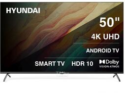 Телевизор LED 50" Android TV Frameless черный 4K Ultra HD 60Hz MEMC DVB-T DVB-T2 DVB-C DVB-S DVB-S2 USB WiFi Smart TV Hyundai H-LED50BU7009