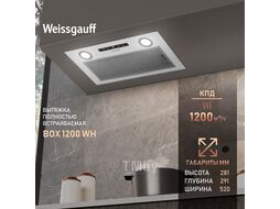 Вытяжка встраиваемая BOX 1200 WH белый управление: сенсорное (1 мотор) Weissgauff 429196