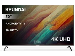 Телевизор LED 50" Android TV Frameless черный 4K Ultra HD 60Hz DVB-T2 DVB-C DVB-S DVB-S2 USB WiFi Smart TV Hyundai H-LED50BU7006