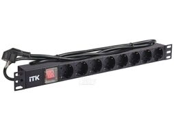 Блок PDU 8 розеток нем. ст, с LED выкл,1U, шнур 2м вилка нем. Ст IEK PH12-8D1