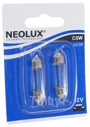 Комплект ламп накаливания блистер 2шт C5W 12V 5W SV8.5-8 Standart (стандартные характеристики) NEOLUX N239-02B