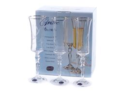 Набор бокалов для шампанского стеклянных декор. "Grace" 6 шт. 190 мл (арт. 40792/Q9165/190)