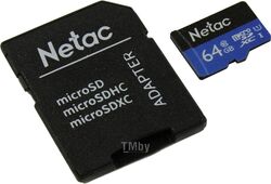 Карта памяти MicroSDXC 64GB U1/C10 Netac P500 Standard с адаптером