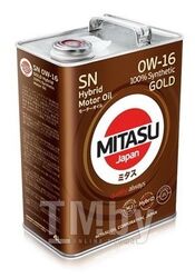 Моторное масло синтетическое MITASU 0W16 4L GOLD HYBRID SN API SN 100% Synthetic MJ1064