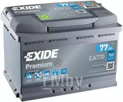 Аккумулятор Premium 77Ah 760A (R +) 278x175x190 mm EXIDE EA770