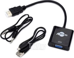 Кабель/переходник ATcom AT1014 HDMI(m) - Vga(f)+Audio+доп. питание (0.1м)