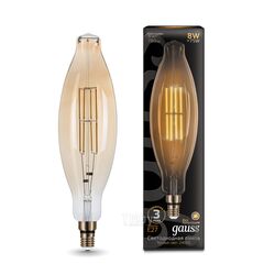 Лампа светодиодная филаментная Filament 6Вт BT120 2400 тепл. бел. E27 780лм golden straight GAUSS 155802008