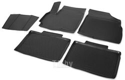 Комплект автомобильных ковриков Chery Tiggo 5 2014- , полиуретан, низкий борт, 5 предметов, крепеж для передних ковров RIVAL 10901001