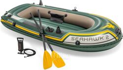 Надувная лодка двухместная Seahawk 2, 236х114х41 см + весла пластик. 122 см, насос ручной, INTEX