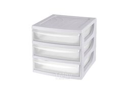 Органайзер для хранения пластмассовый с 3-мя ящиками светло-серый 17,5*18,6*21,4 см (арт. 433224030, код 600124)
