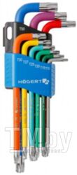 Набор Г-образных удлиненных ключей TORX с цветной маркировкой, Т10-Т50, 9 шт. HOEGERT HT1W817