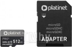 Карта памяти PLATINET microSDXC SECURE DIGITAL + ADAPTER SD 512GB class10 UIII A2 90MB/s [PMMSDX512UIII]
