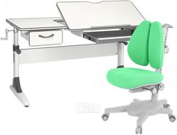Парта+стул Anatomica Study-120 Armata Duos с органайзером и ящиком (белый/серый/зеленый)