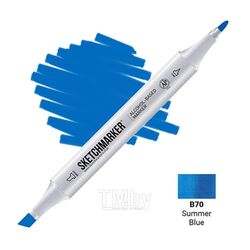 Маркер перм., худ. двусторонний, B70, синий летний Sketchmarker SM-B70