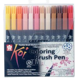 Маркер акварельный "Koi Color Brush" набор, 48 цв. Sakura Pen XBR48A