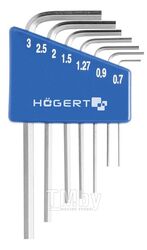 Набор шестигранных Г-образных ключей 0,71-3 мм, CrV, 7 шт. HOEGERT HT1W800