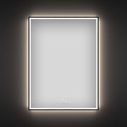 Прямоугольное зеркало с фронтальной LED-подсветкой Wellsee 7 Rays Spectrum 172201100 (40*60 см, черный контур, сенсорная кнопка)