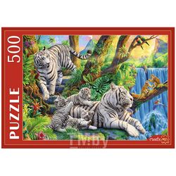 Пазлы 500 элементов Семья белых тигров Рыжий кот П500-7656