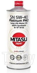 Моторное масло синтетическое MITASU 5W40 1L PLATINUM PAO SN API SN CF ACEA A3 B4 С3 VW 505.01,BMW LL-04,MB 229.51 MJ1121